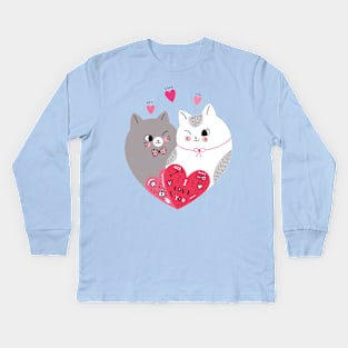 Love cats shaped Kids Long Sleeve T-Shirt